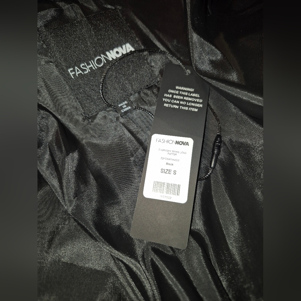Fashion Nova Everyday Swag Black Long Puffer Coat S NWT - Picture 6 of 7